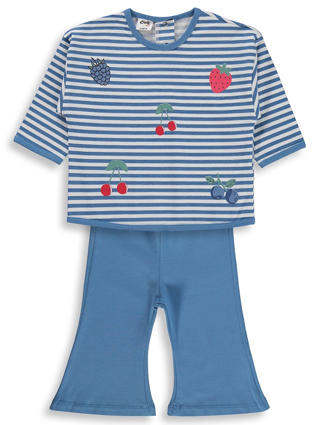 Baby Karışık Meyve Baskılı 6-18 Ay Takım - Pastel Mavi