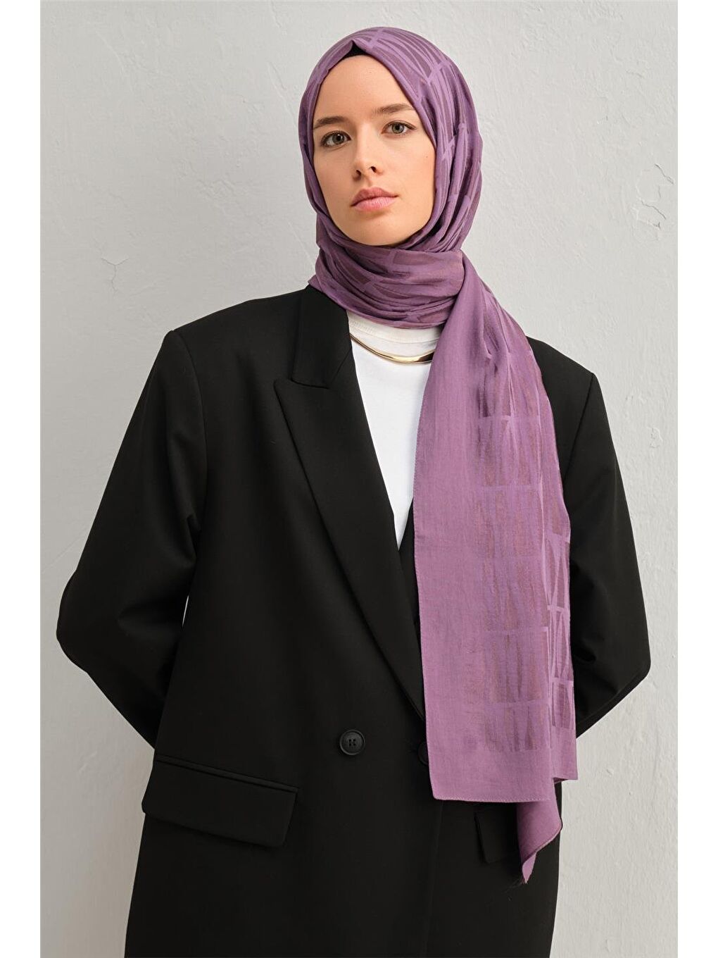 Mor Lyocell Naia Çubuk Desen Şal 1113-28-1