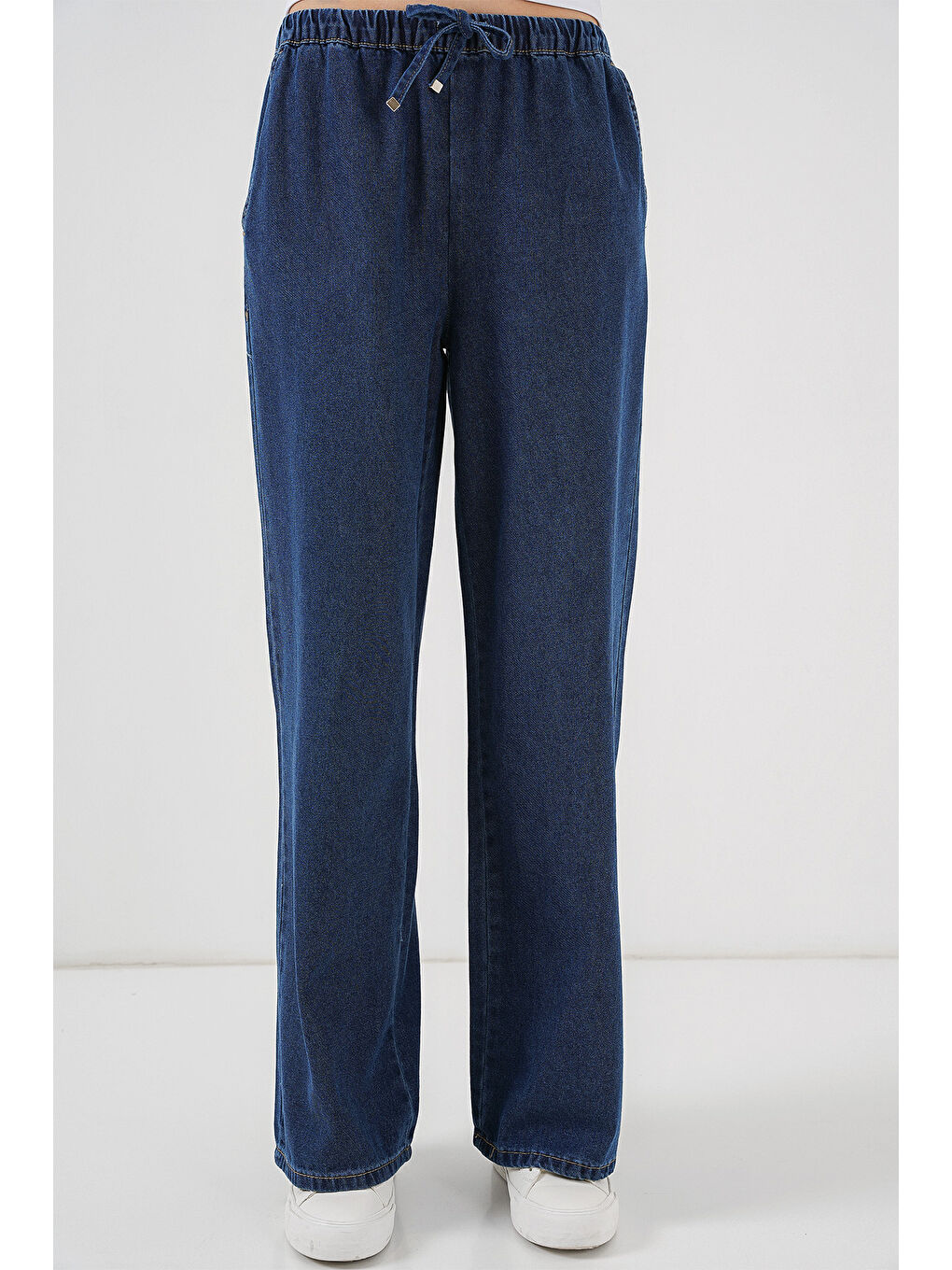 Kadın Geniş Paça Jean Pantolon 6706   A Lacivert-2