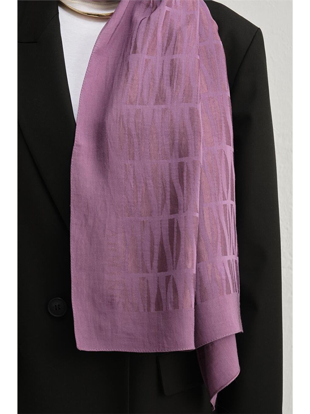 Mor Lyocell Naia Çubuk Desen Şal 1113-28-2
