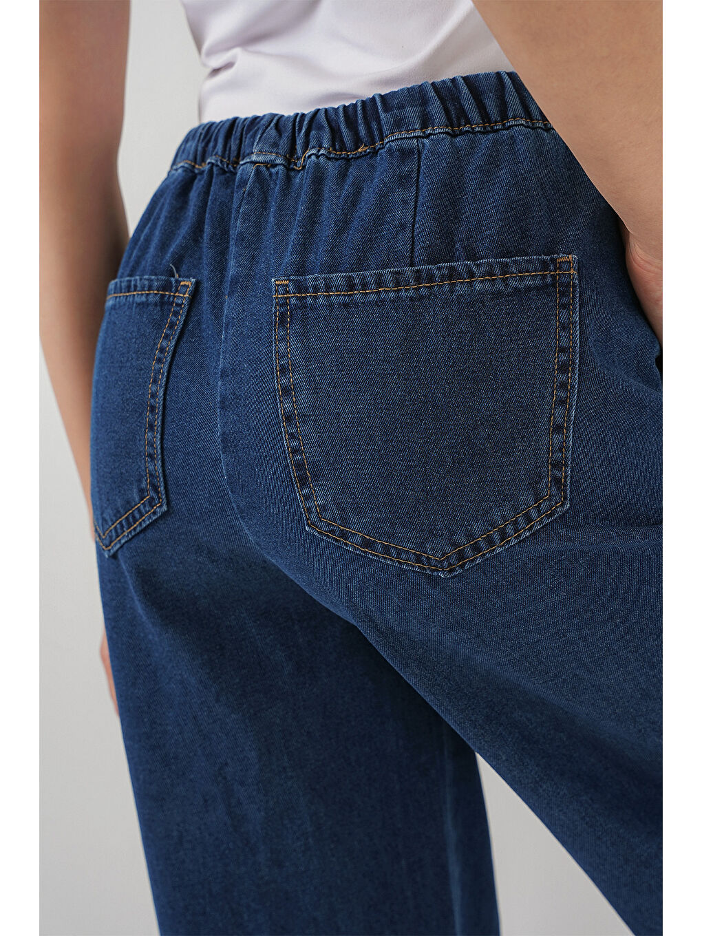 Kadın Geniş Paça Jean Pantolon 6706   A Lacivert-6