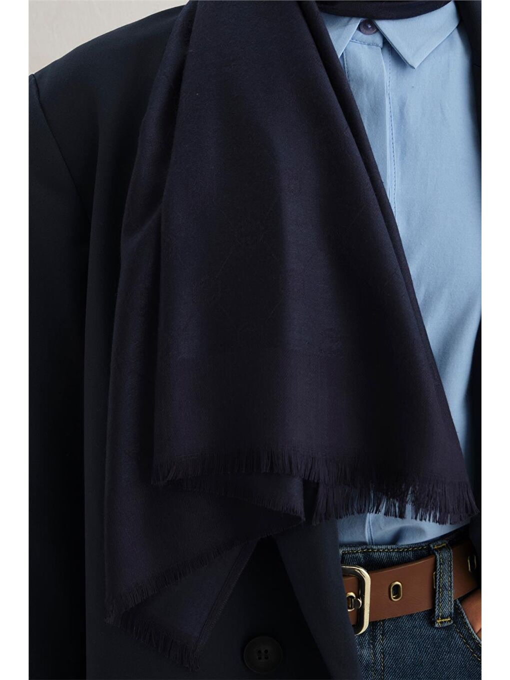 Lacivert Orbit Desen Viscon Şal 08-2