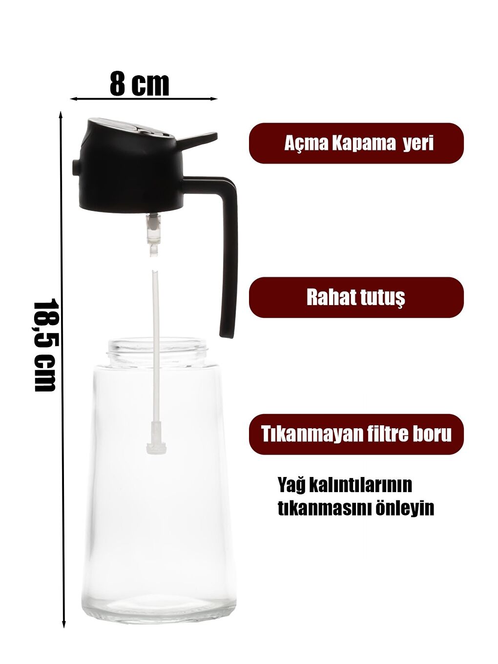 Ekru ALK-3154 Çok Amaçlı Cam Sprey Şişe -Yağdanlık Limon Sirke Sos Püskürtücü, Sızdırmaz Yağdanlık Krem-3
