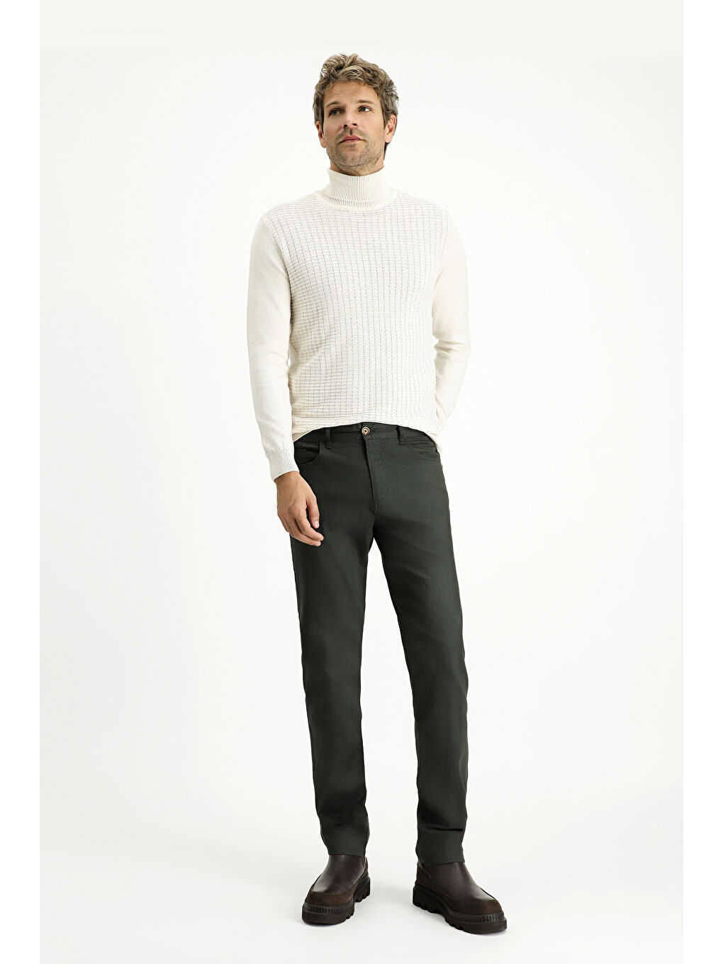 Haki Regular Fit Elastanlı Kanvas / Chino Pantolon-1