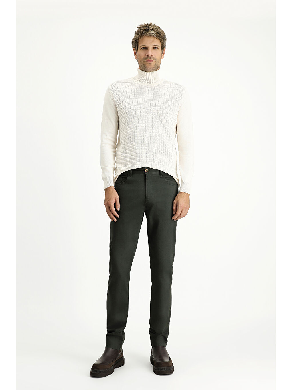 Haki Regular Fit Elastanlı Kanvas / Chino Pantolon-2