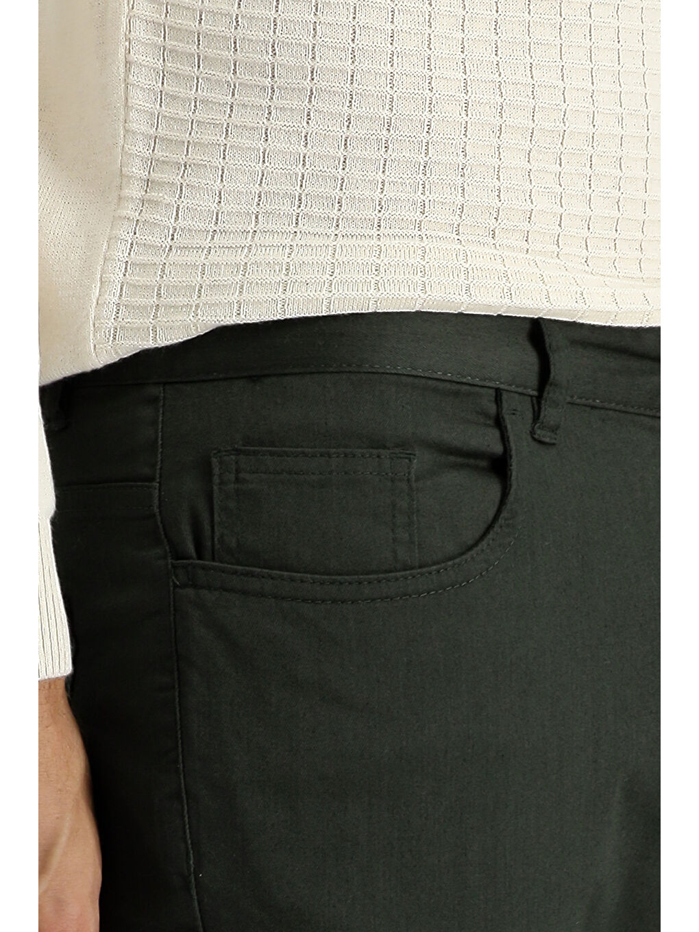 Haki Regular Fit Elastanlı Kanvas / Chino Pantolon-3