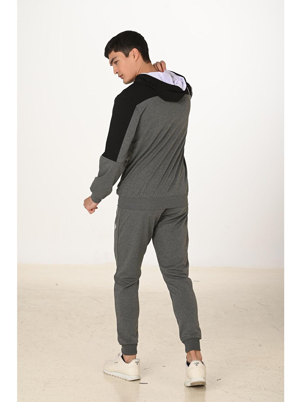 Erkek Pamuklu Tam Fermuarlı Kapüşonlu Eşofman Takımı Antrasit M. 5282-A-6