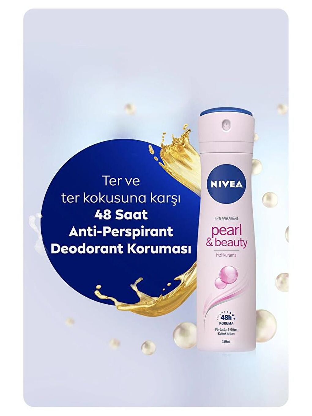 NIVEA Şeffaf Pearl & Beauty Kadın Sprey Deodorant 150 ml X5 Adet, Anti-Perspirant, 48 Saat Koruma - 2