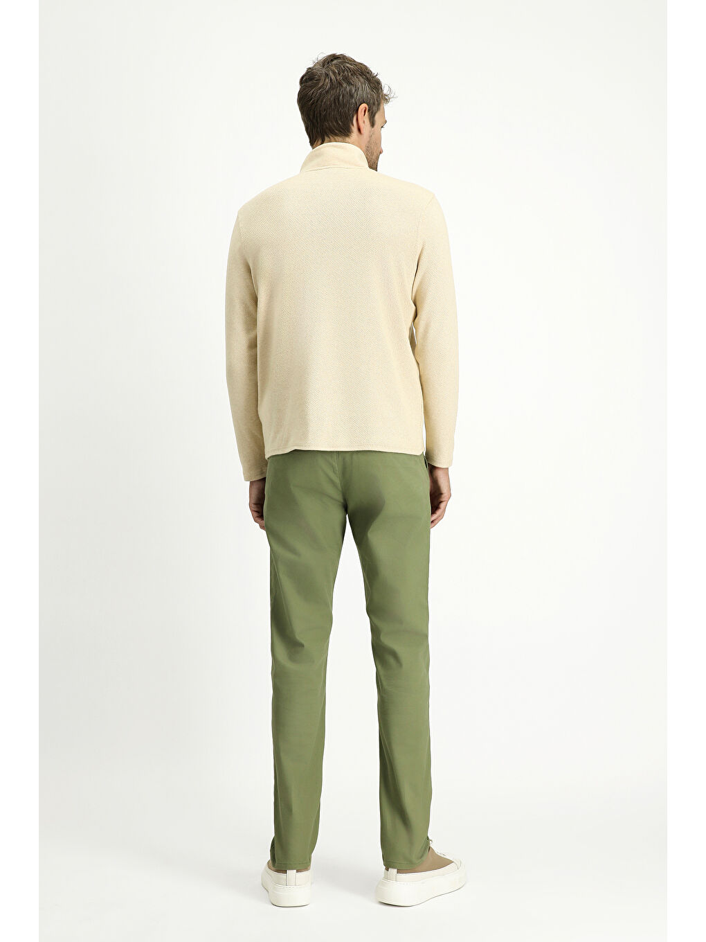 Yeşil Regular Fit Elastanlı Kanvas / Chino Pantolon-4