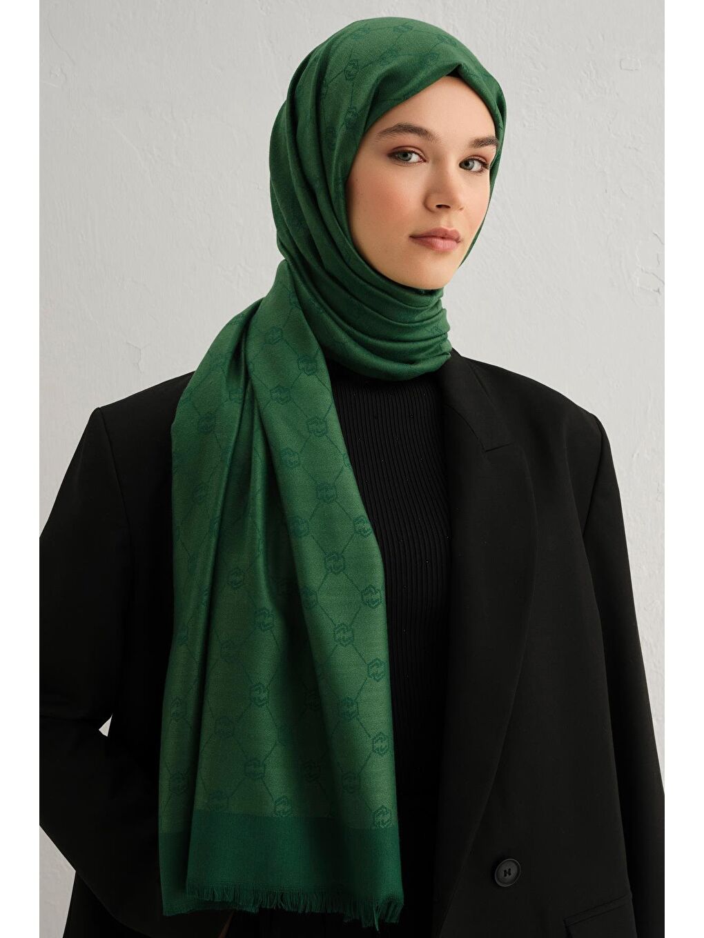 Yeşil Orbit Desen Viscon Şal 07-1