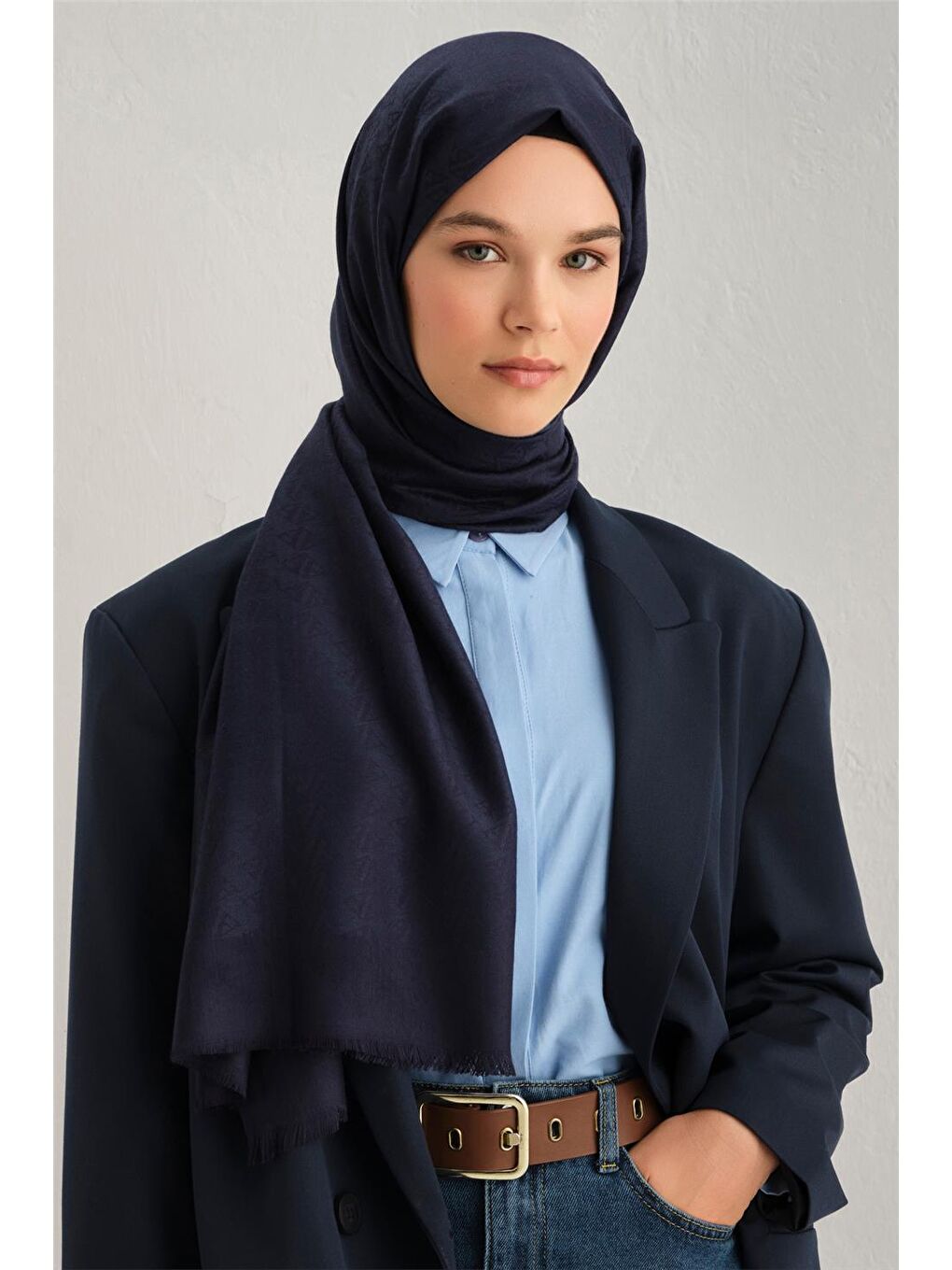 Lacivert Formal Logo Viscon Şal 08