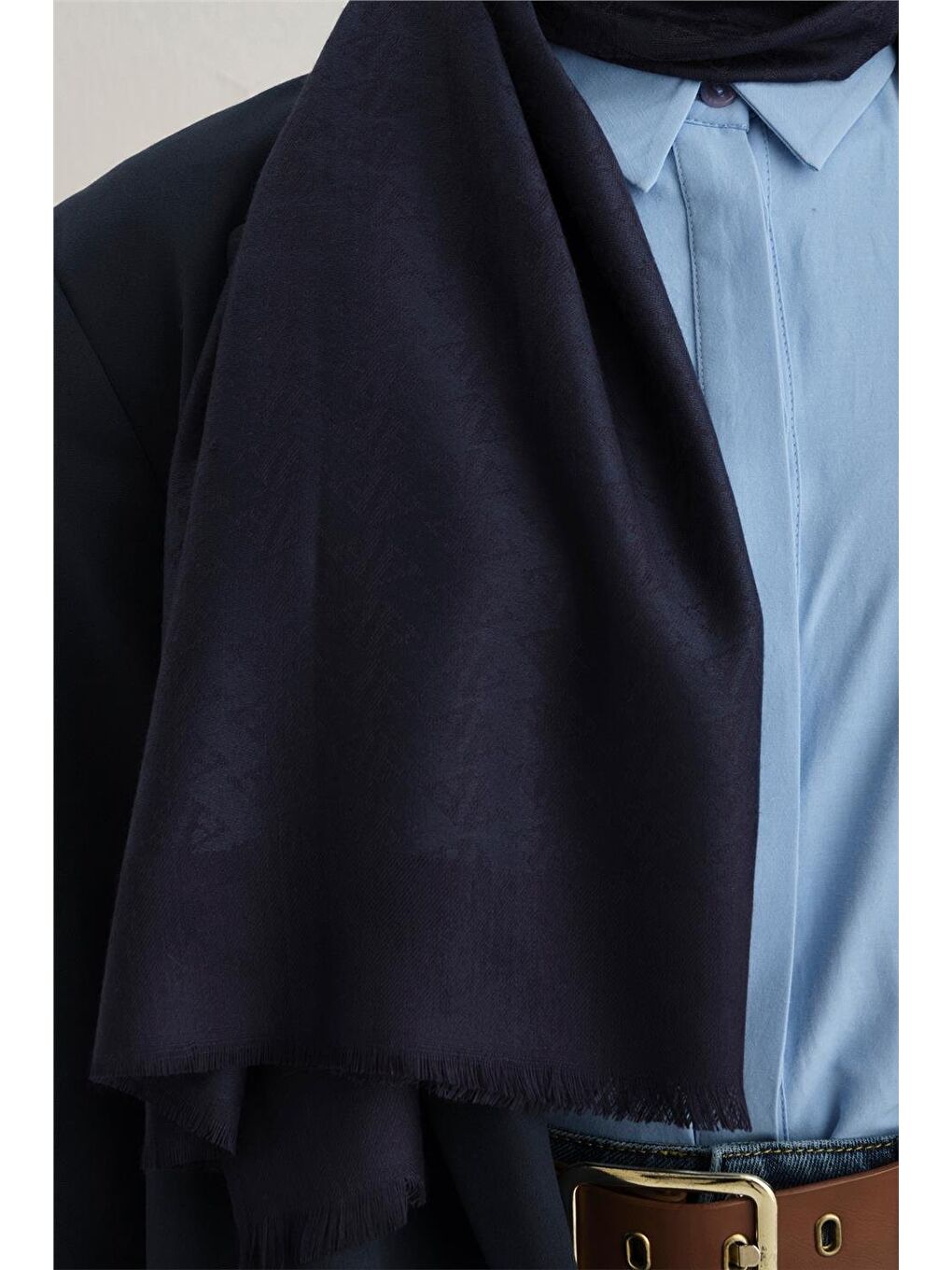 Lacivert Formal Logo Viscon Şal 08-1