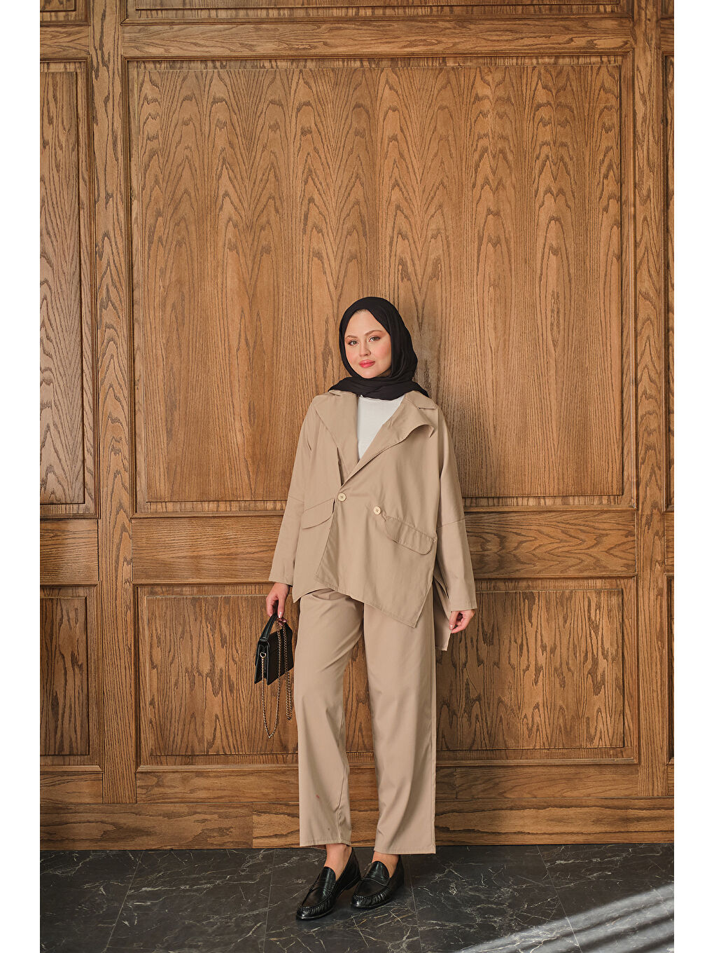 Ekru Kadın Ceketli Takım Krem