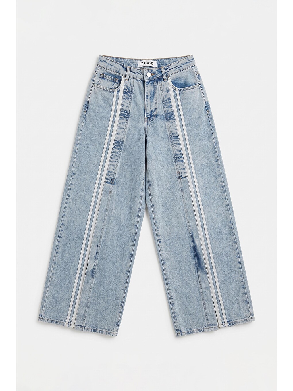 Mavi Kadın Jean Rengi 3s6-27 Palazzo Fit Şerit Detaylı Tasarım Denim Jean-4
