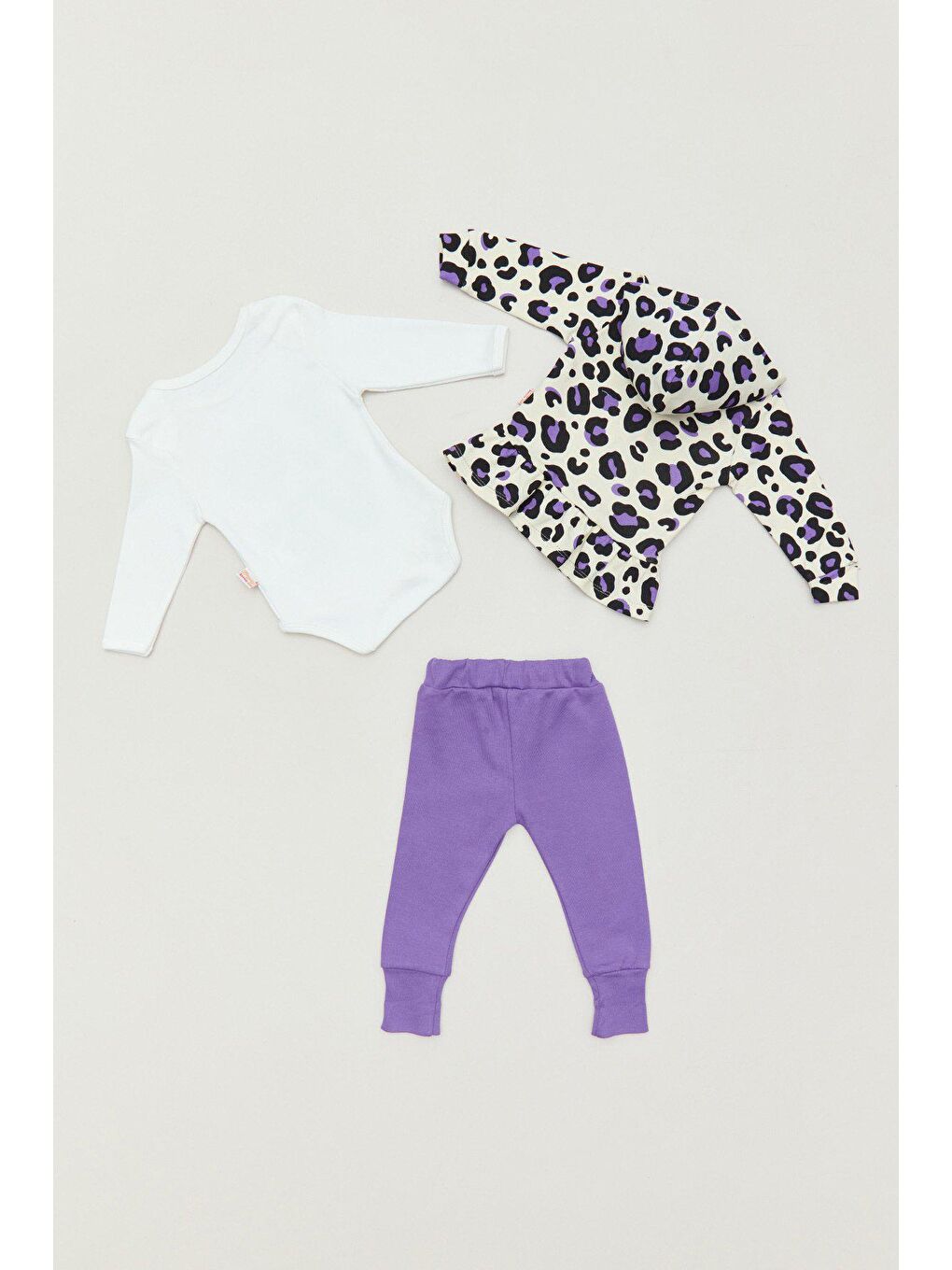 Mor Cow Baskılı Kız Çocuk Zıbın Takım-2