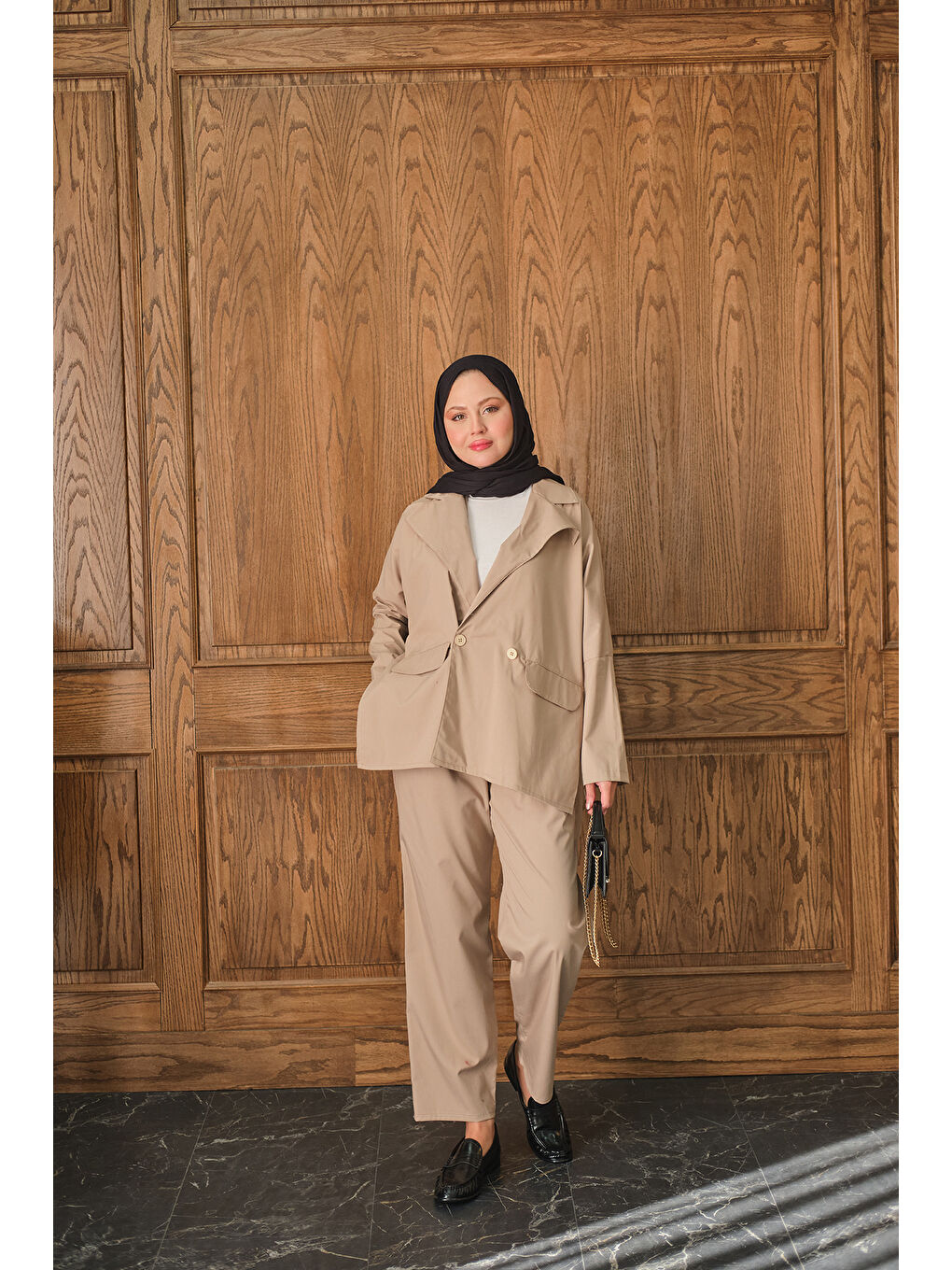 Ekru Kadın Ceketli Takım Krem-1