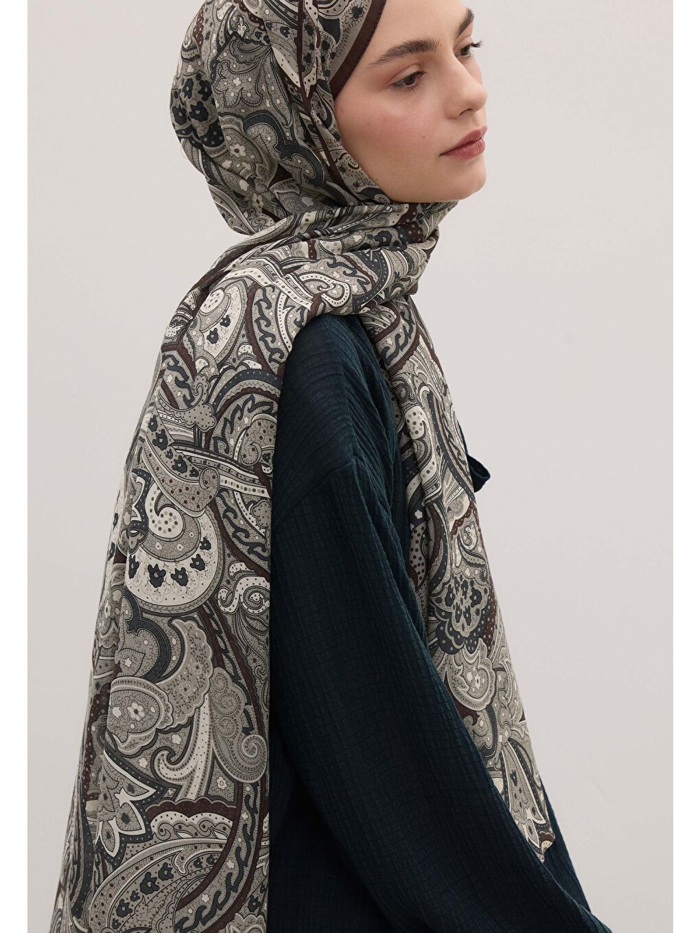 Kahverengi Sıara Desen Şal Kahve-2