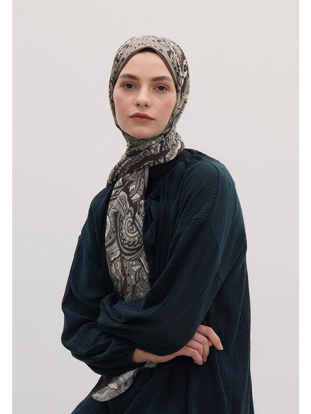 Kahverengi Sıara Desen Şal Kahve-3