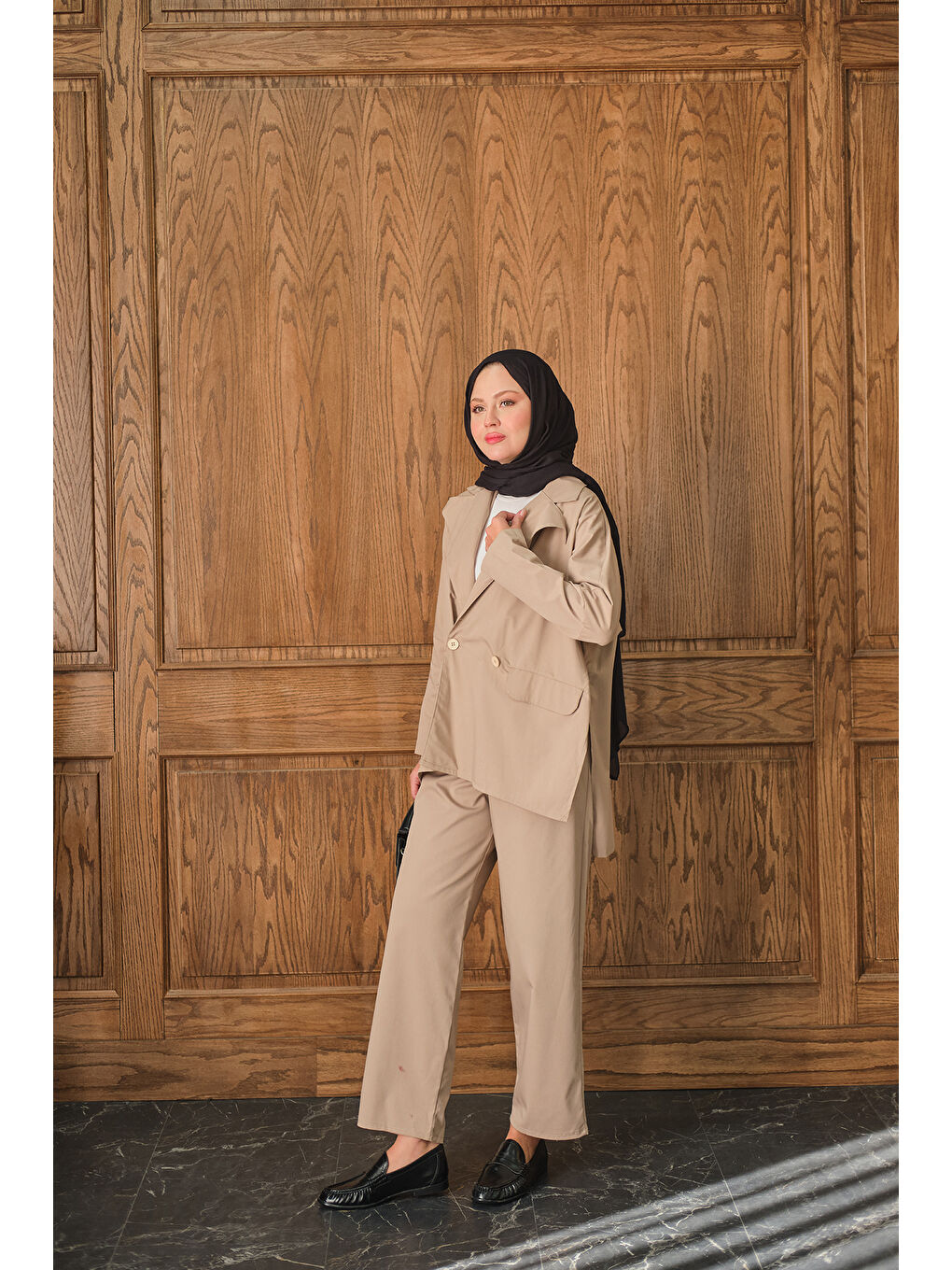 Ekru Kadın Ceketli Takım Krem-4