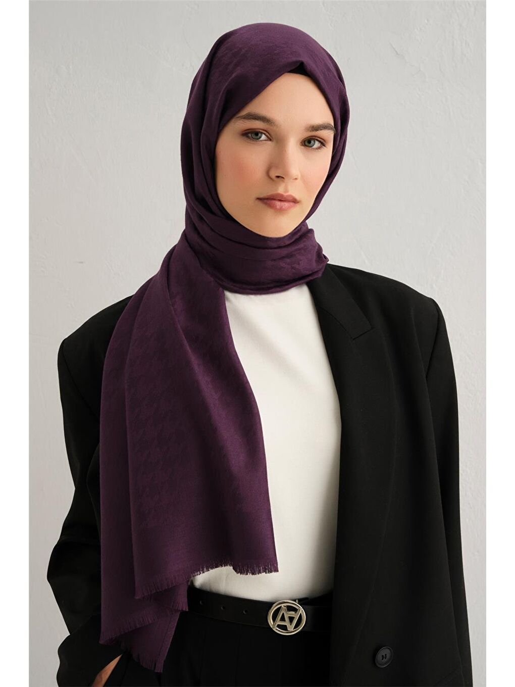 Mor Viscon Kazayağı Desen Şal 13-1