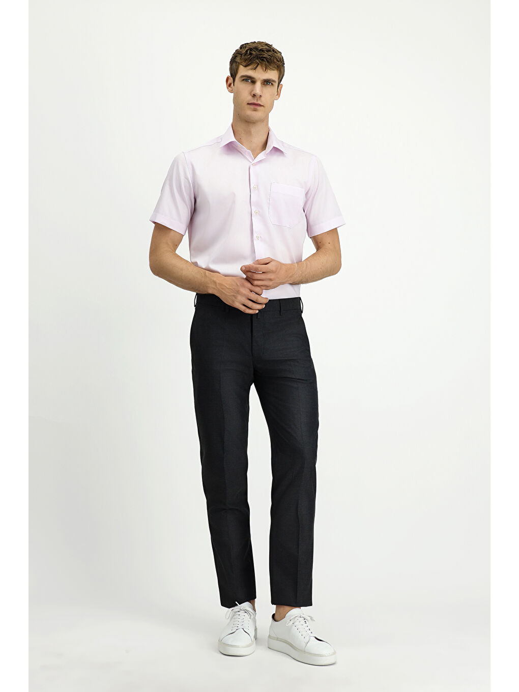 Gri Yünlü Klasik Kumaş Pantolon-2