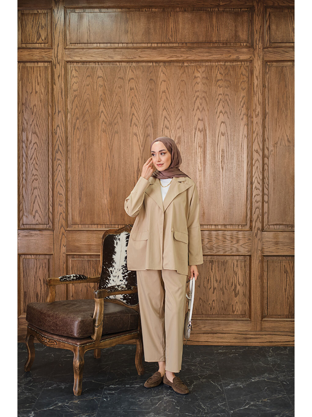 Kadın Ceketli Takım Bej-1