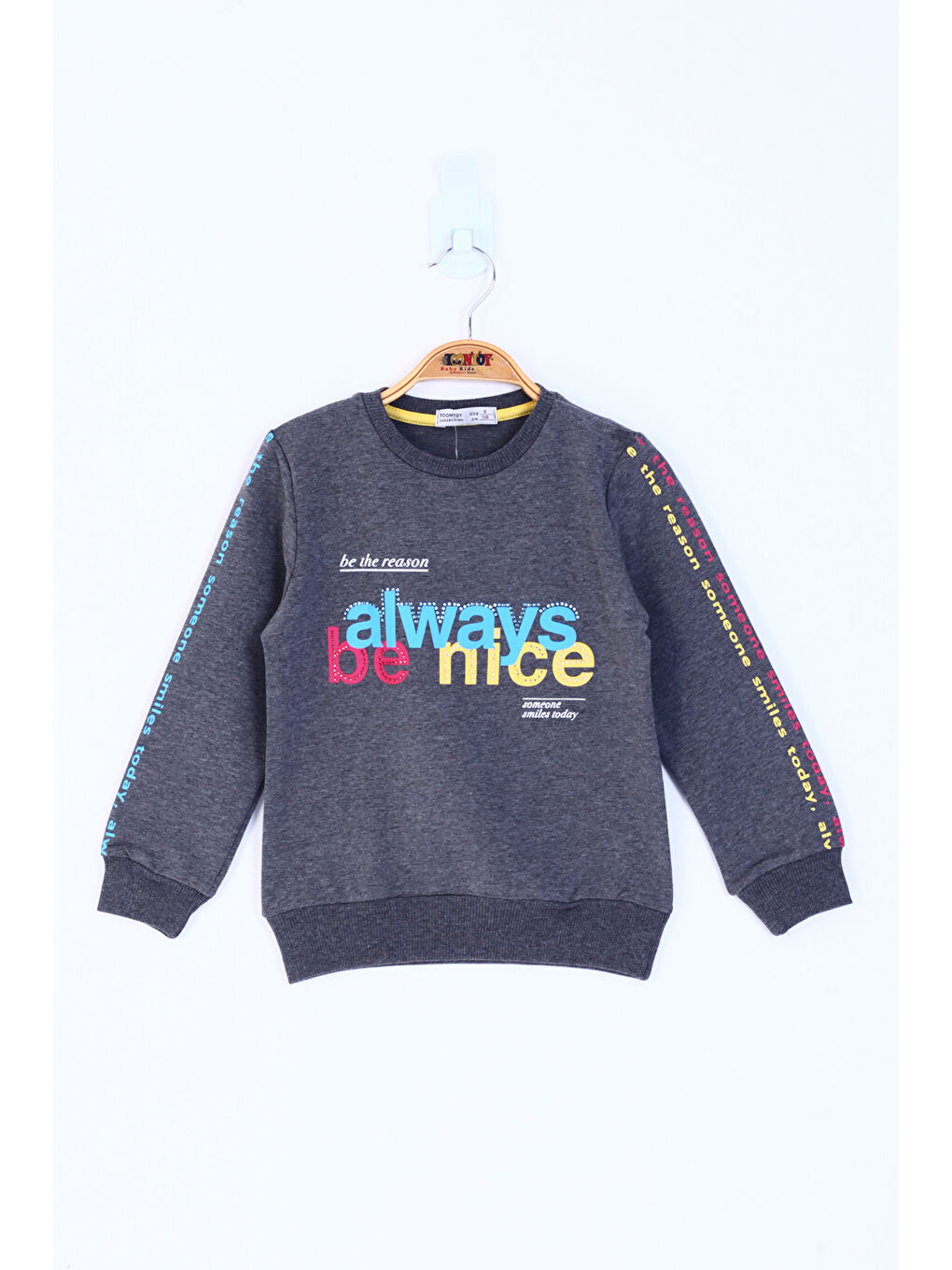 Toontoykids Antrasit Kız Çocuk Always Baskılı Sweatshirt