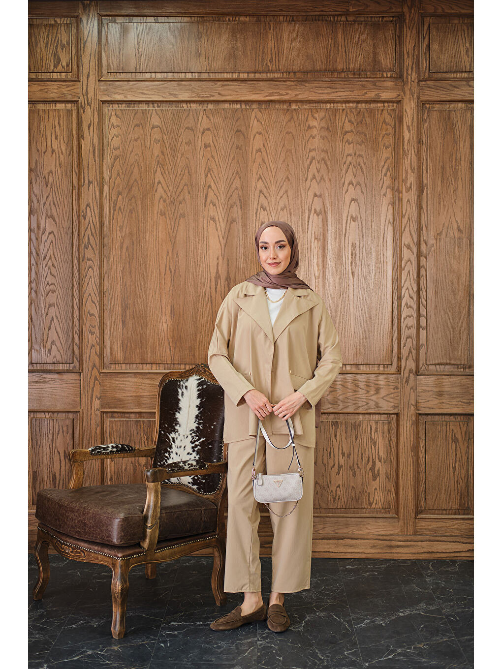 Kadın Ceketli Takım Bej-2