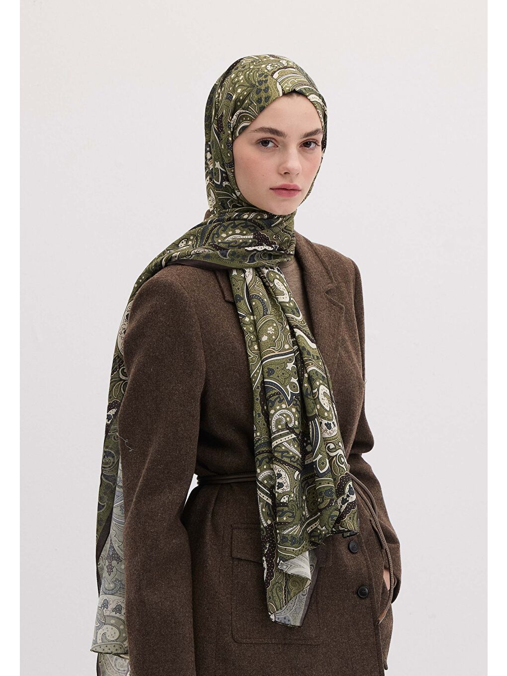 Sıara Desen Şal Yeşil-1