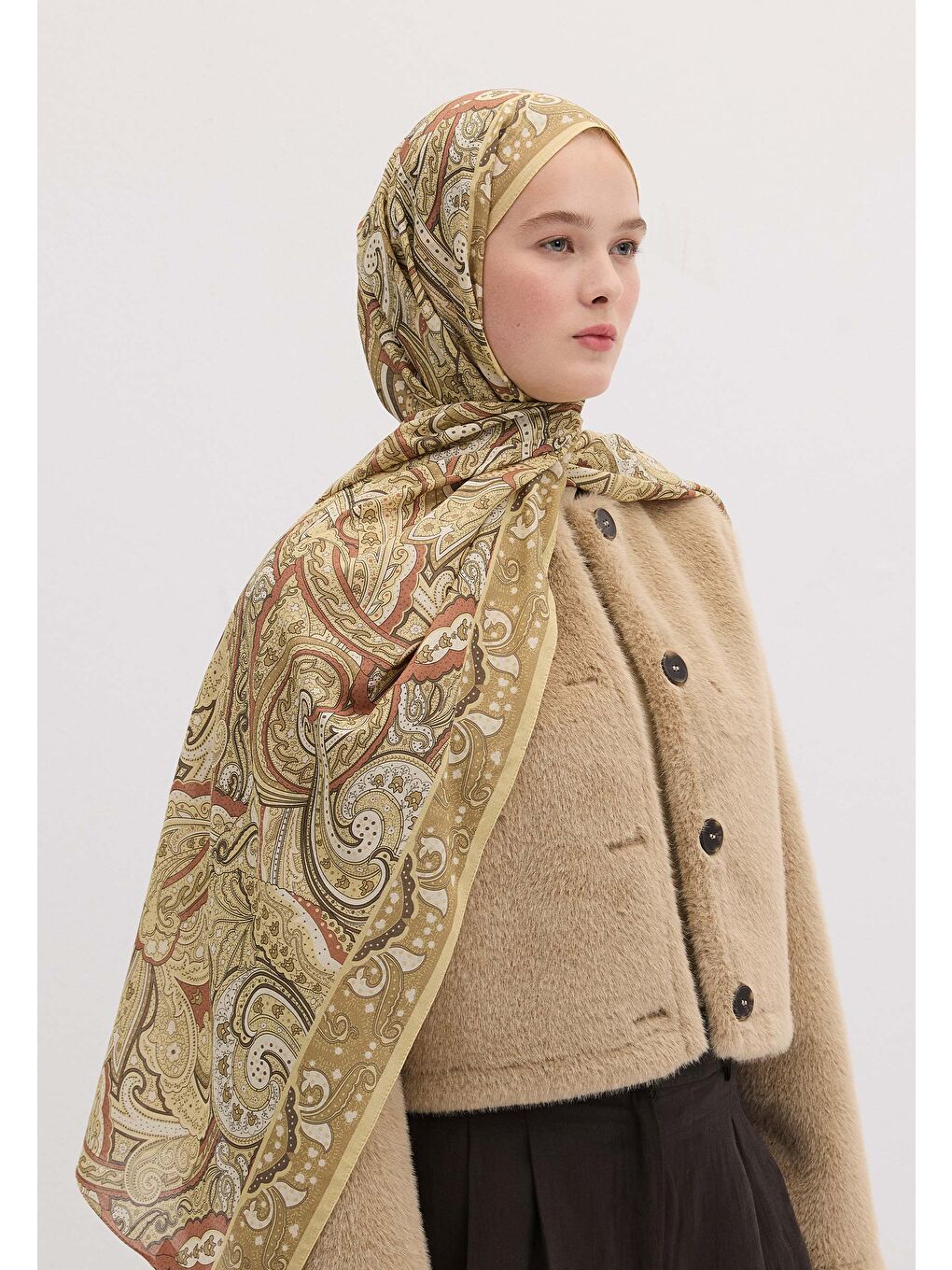 Sarı Sıara Desen Şal Tereyağı-2