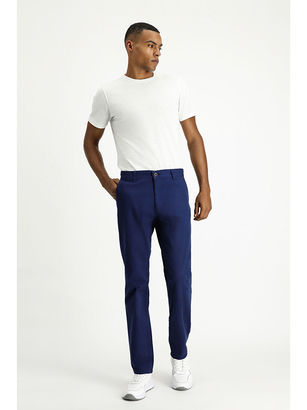 Lacivert Relaxed Fit Rahat Kesim Elastanlı Kanvas / Chino Pantolon