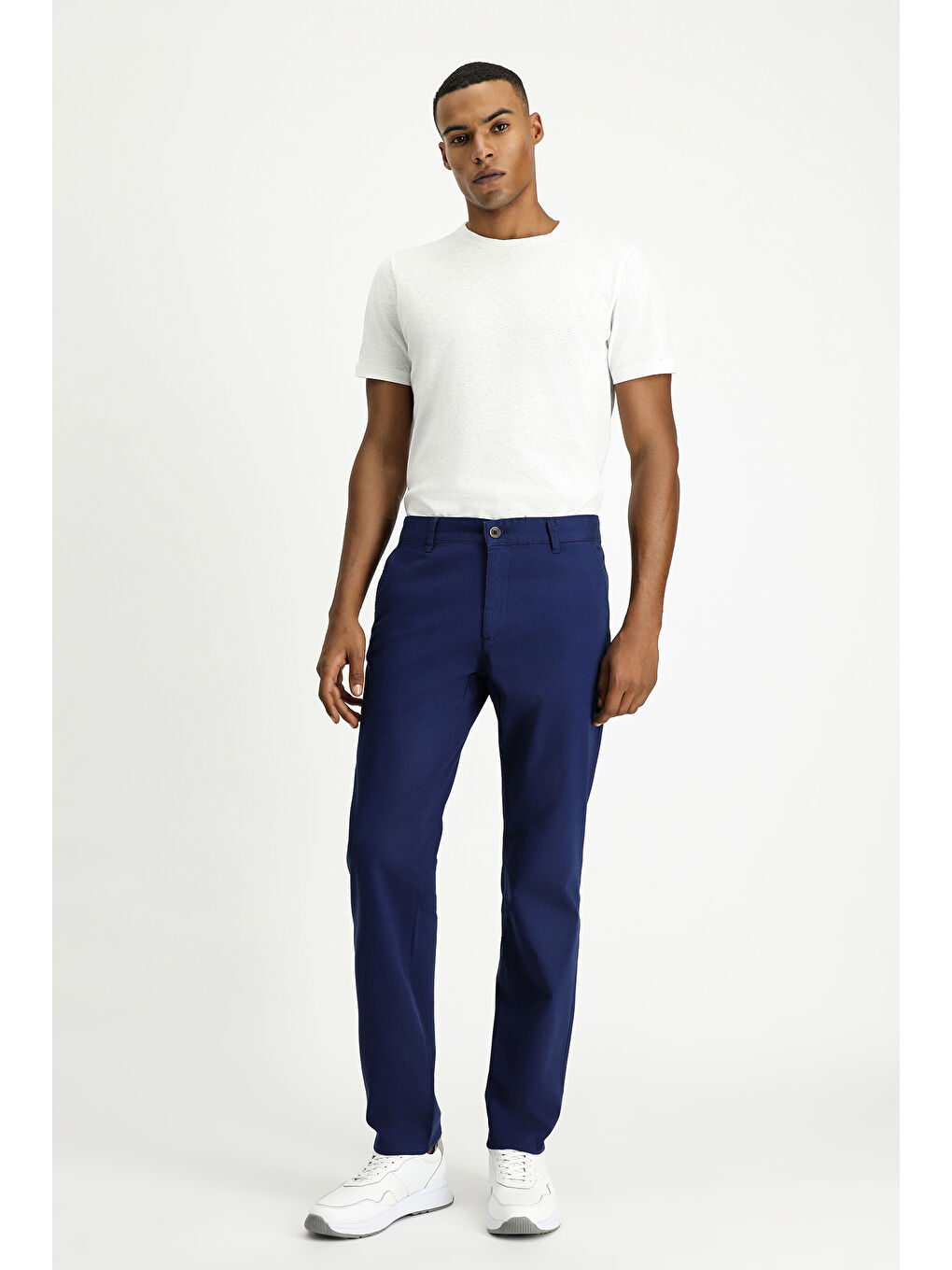 Lacivert Relaxed Fit Rahat Kesim Elastanlı Kanvas / Chino Pantolon-1