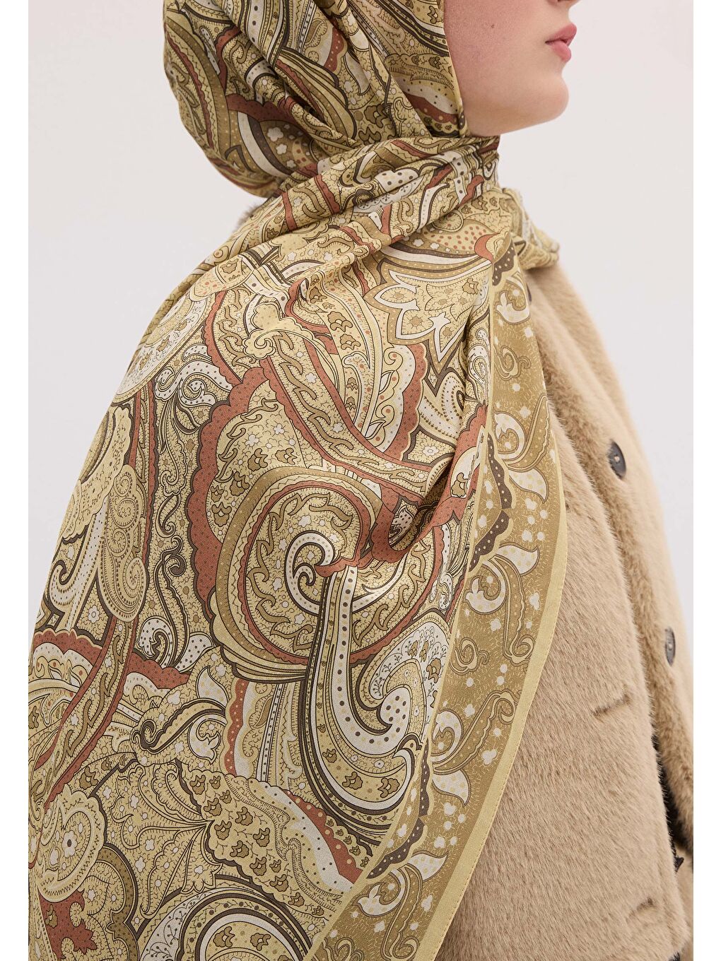 Sarı Sıara Desen Şal Tereyağı-3