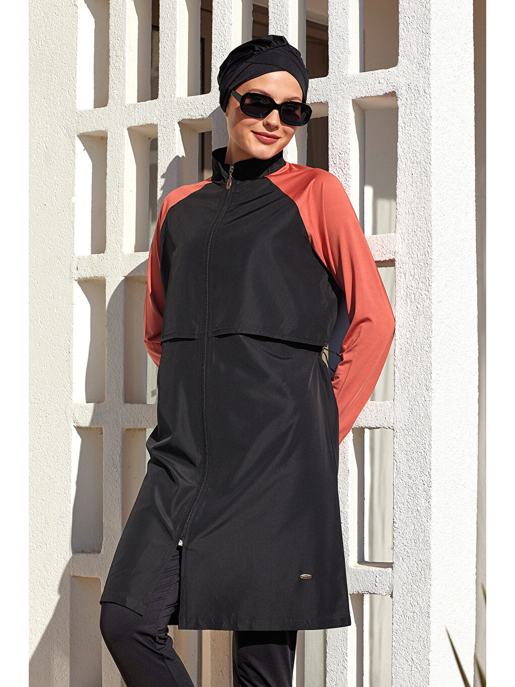 Kahverengi Reglan Kol Tam Kapalı Tesettür Mayo Debbıe 1405 Tarçın