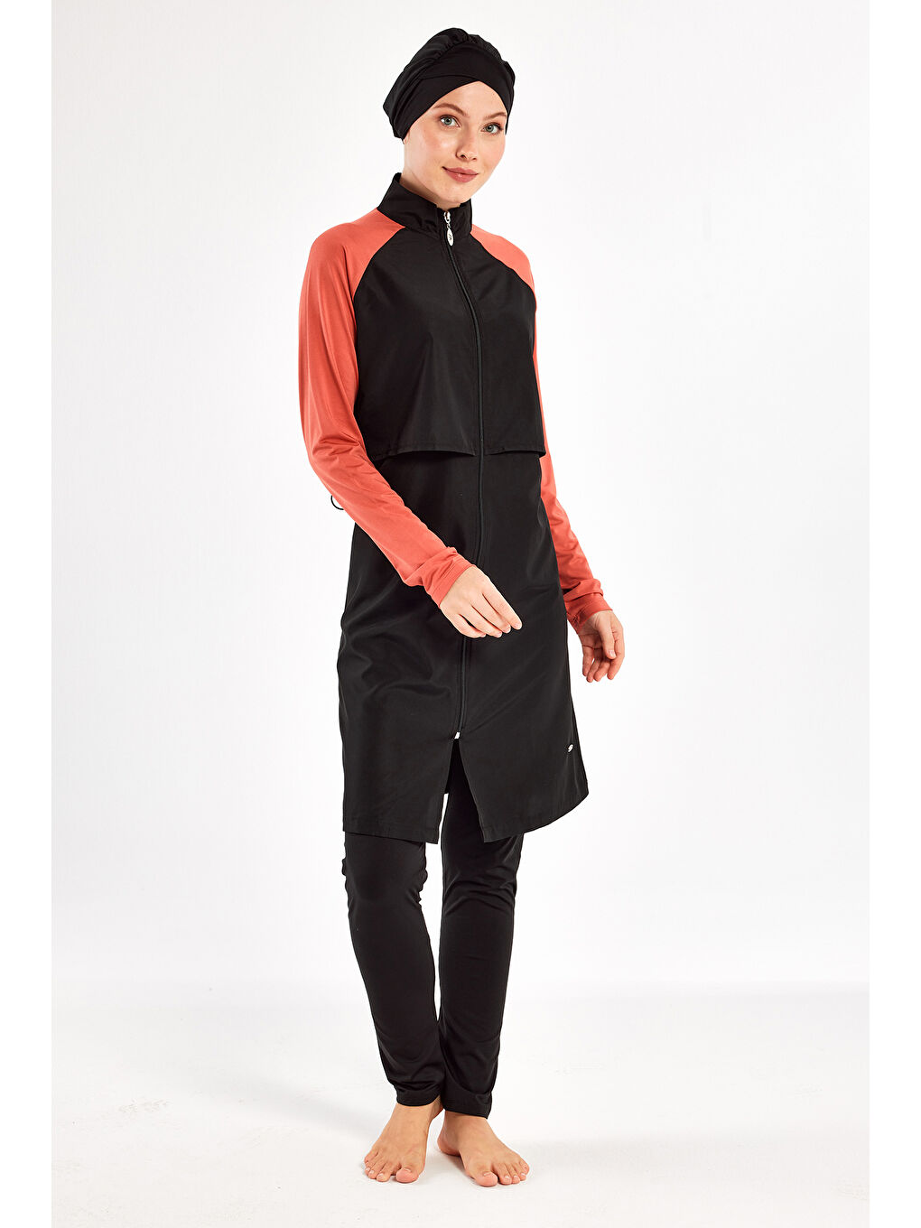 Kahverengi Reglan Kol Tam Kapalı Tesettür Mayo Debbıe 1405 Tarçın-1