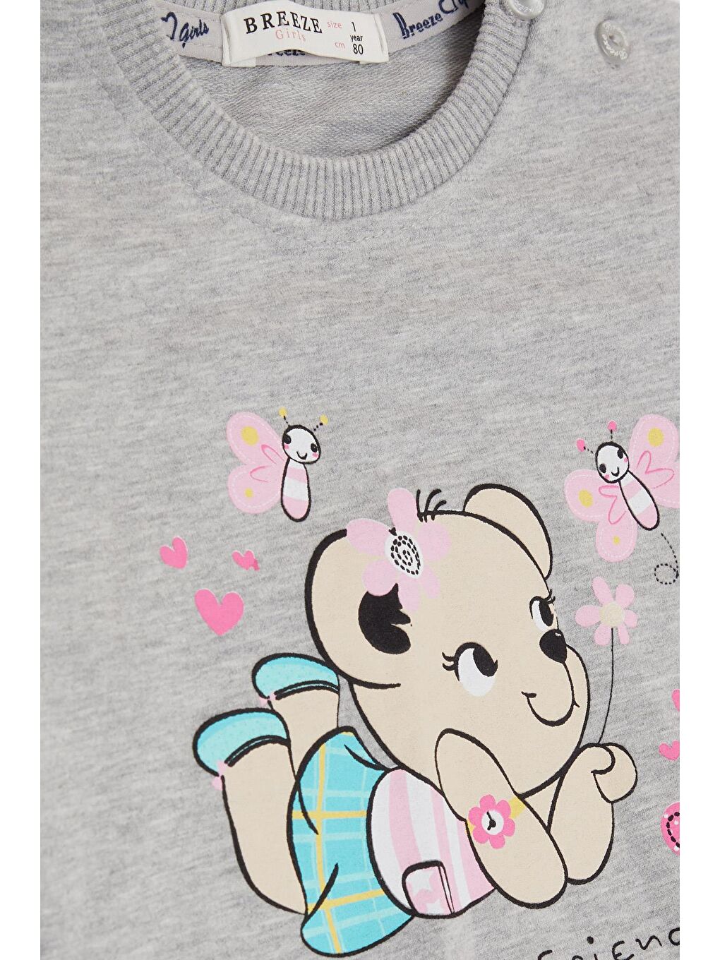 Kız Bebek Eşofman Takımı Sevimli Hayvancık Dostlar Açık Gri Melanj (4 Ay-1.5 Yaş)-4