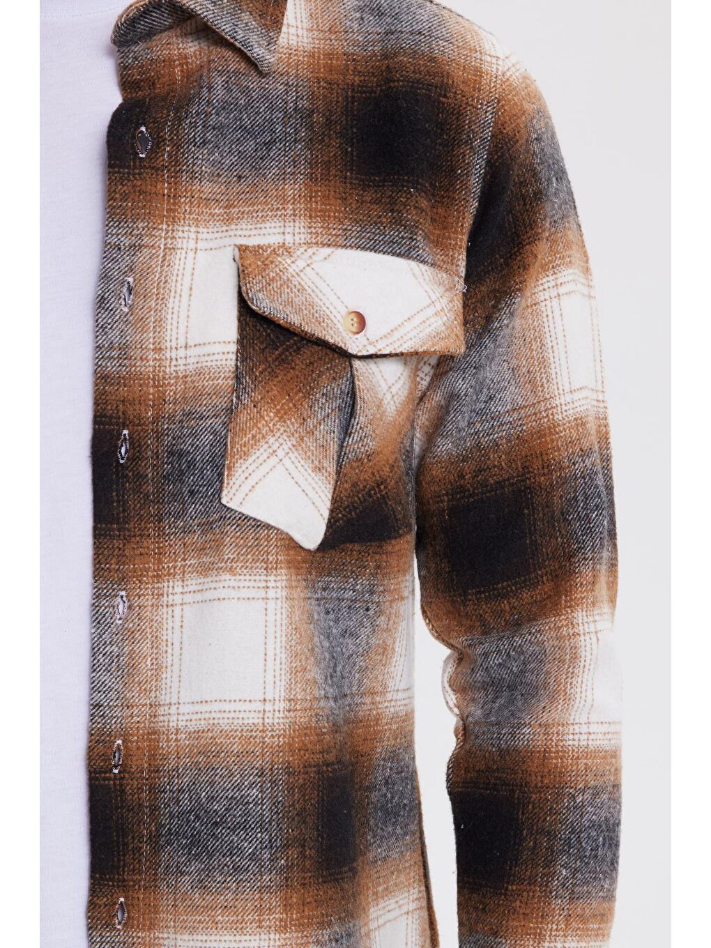 Karışık Erkek Slim Fit Dar Kesim Kareli Tek Cepli Oduncu Gömlek-2