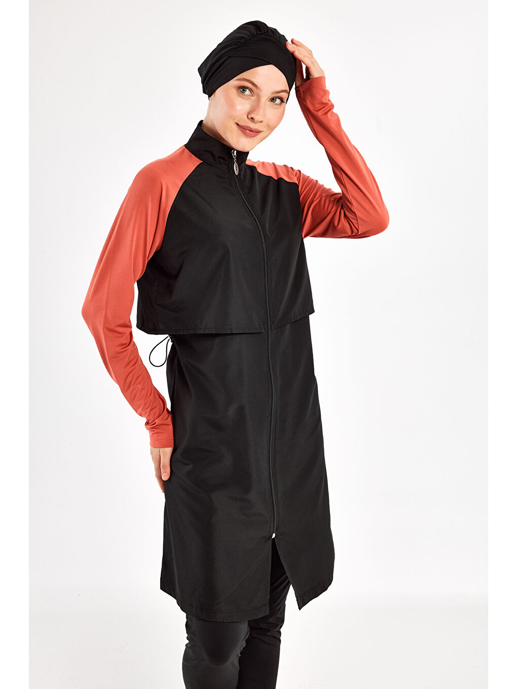 Kahverengi Reglan Kol Tam Kapalı Tesettür Mayo Debbıe 1405 Tarçın-4