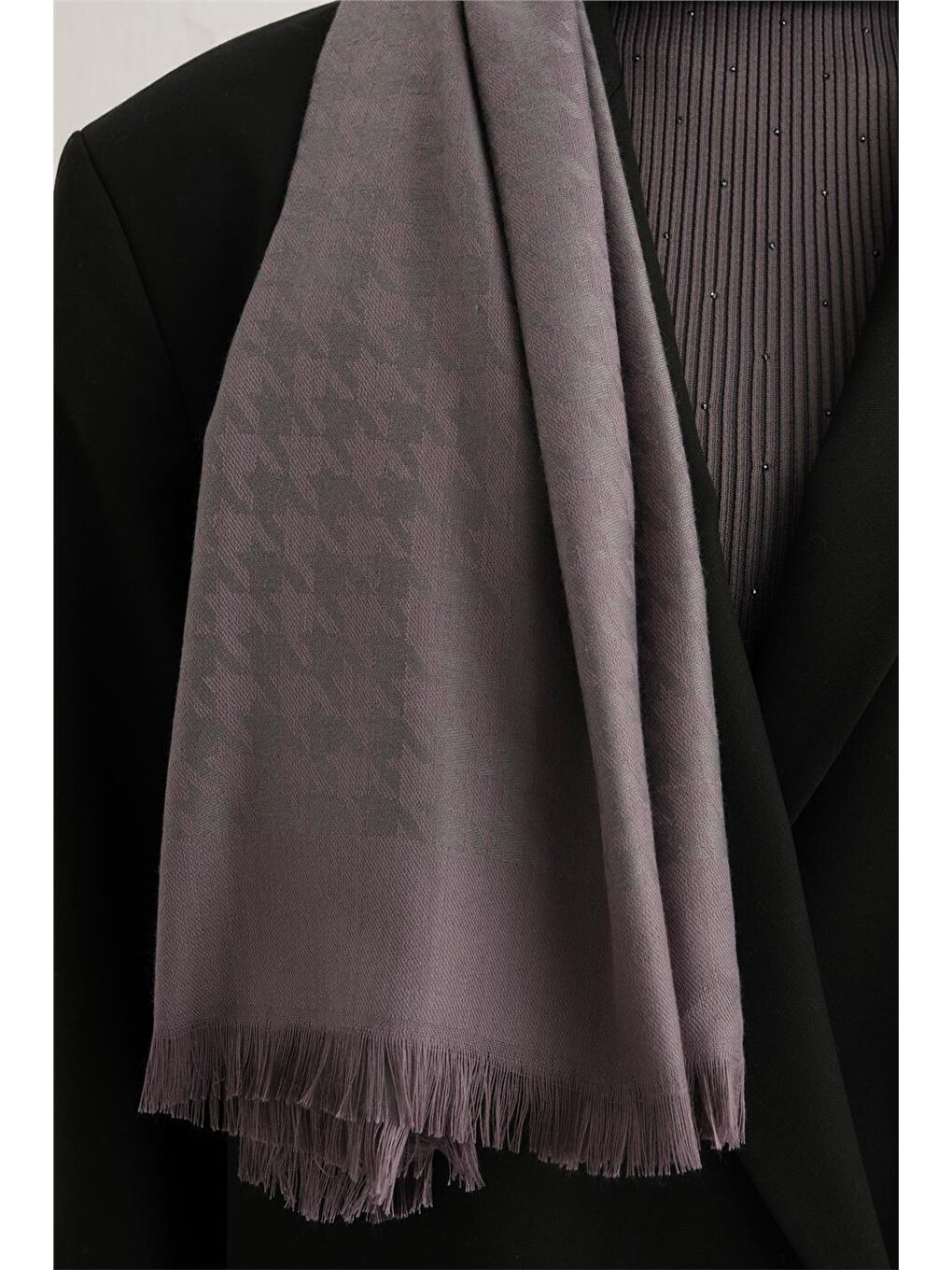 Bej Viscon Kazayağı Desen Şal 11-2