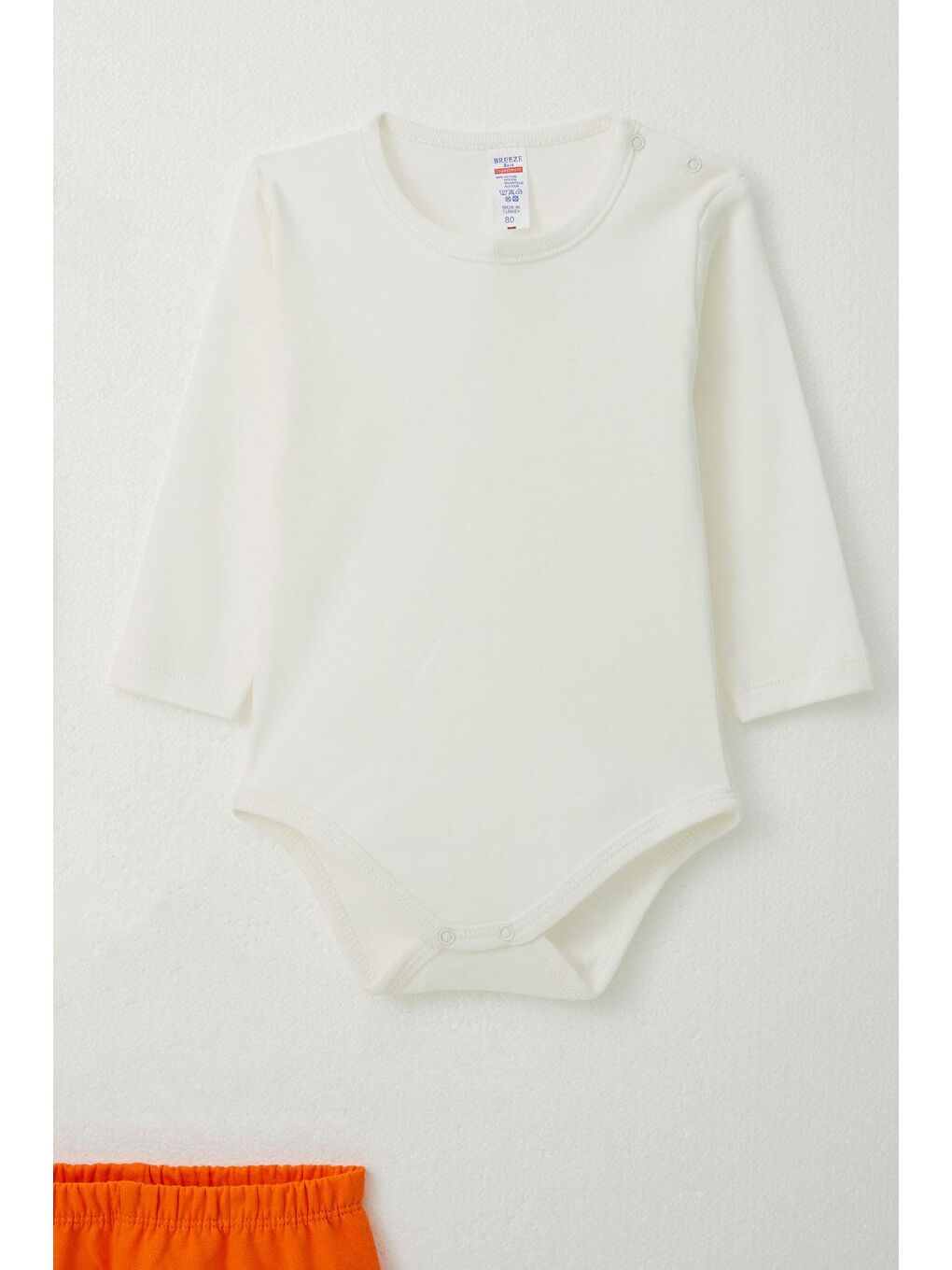 Erkek Bebek Zıbınlı 3 Lü Takım Sevimli Ayıcık Nakışlı Kapüşonlu Neon Turuncu (4 Ay)-3