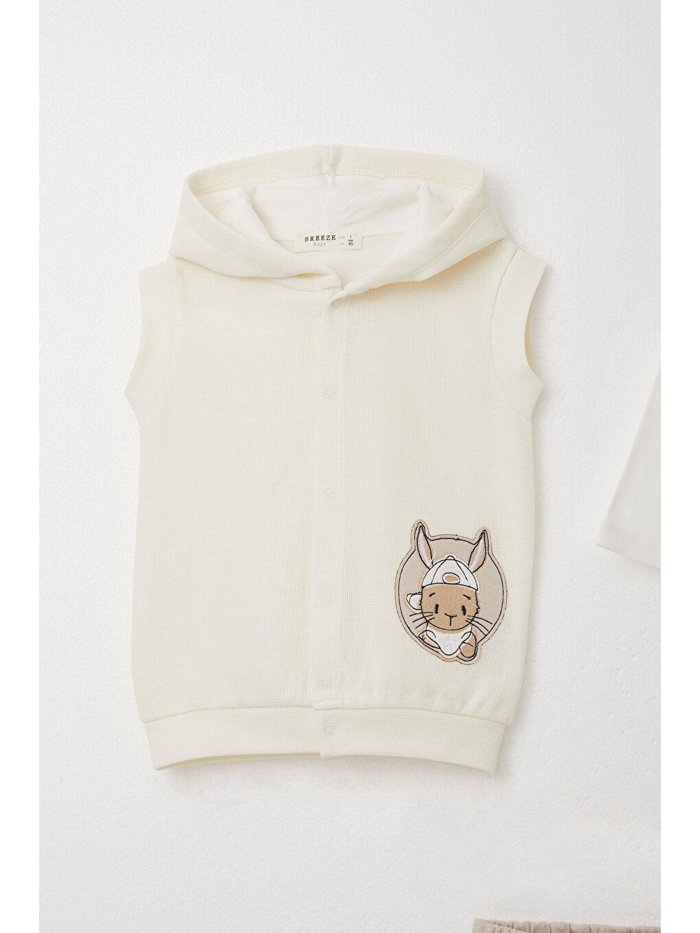 Erkek Bebek Zıbınlı 3 Lü Takım Sevimli Tavşancık Armalı Ekru (4 Ay-1 Yaş)-2