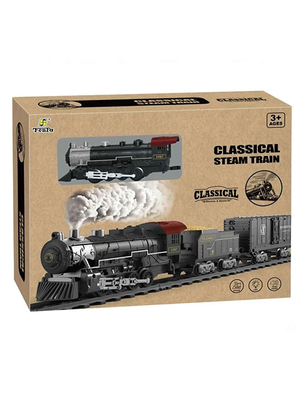 Başel Oyuncak Renksiz Big Scale Classical Steam Train Set  1613C - 2