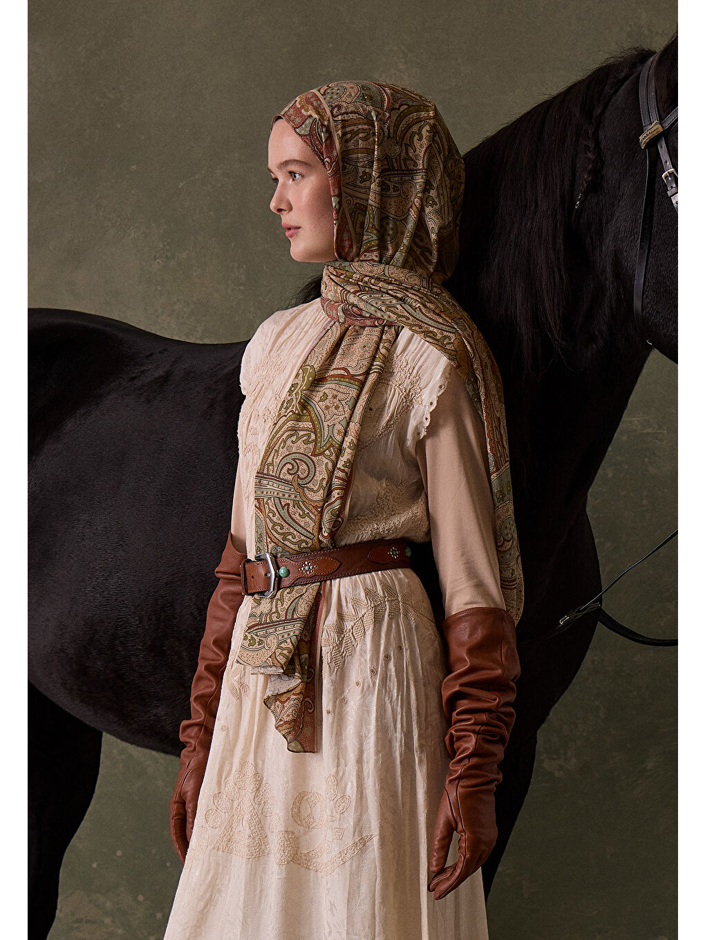 Turuncu Sıara Desen Şal Bakır-4