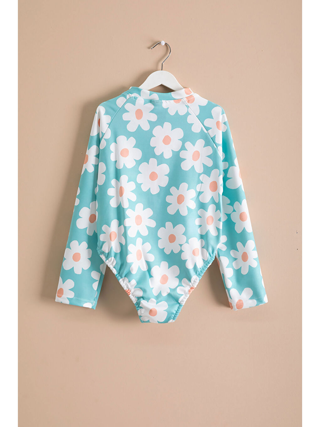 Turkuaz Kız Çocuk Çiçek Baskılı Su Yeşili Mayo 21127-3