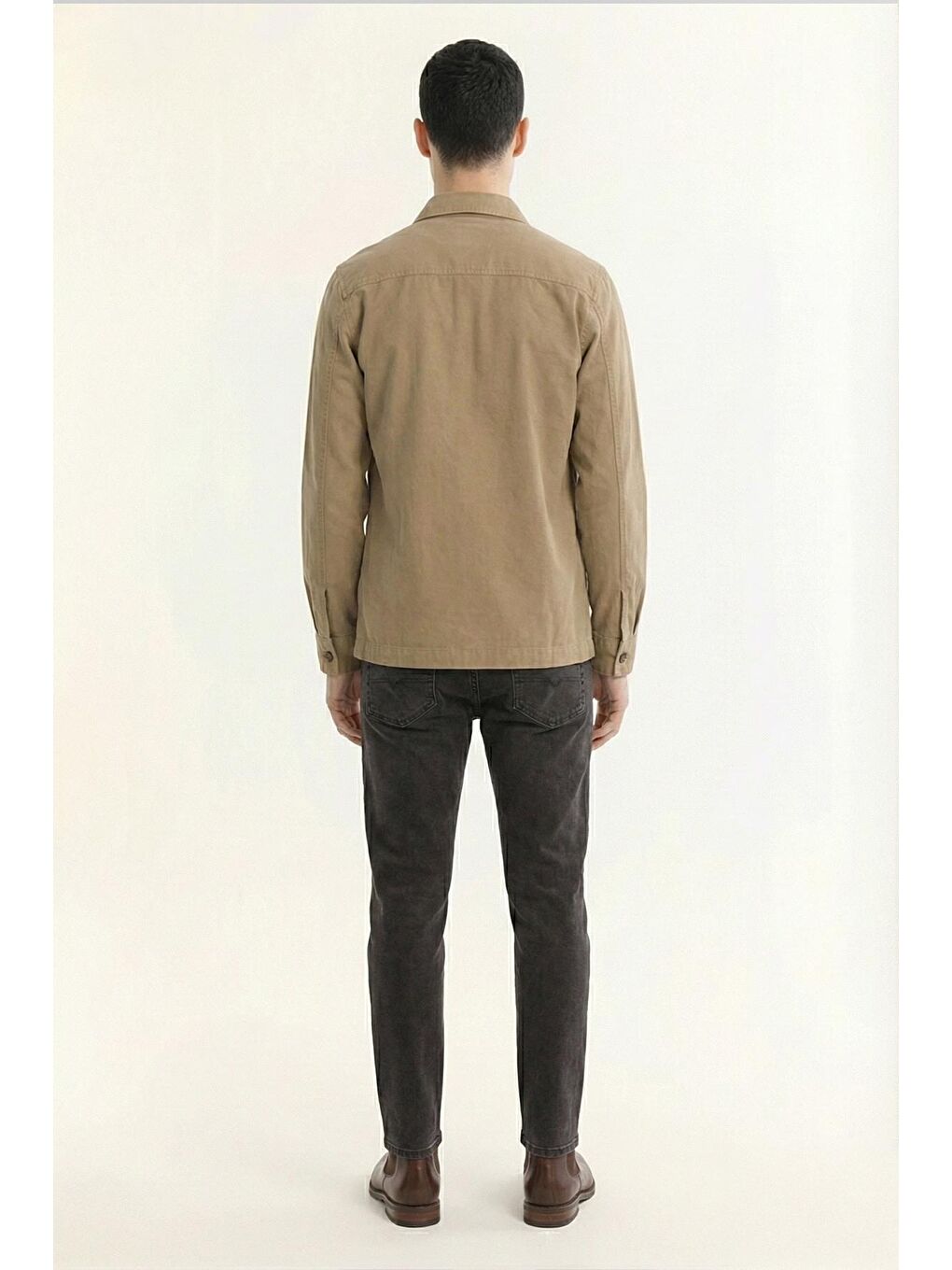 Giotelli Bej Oversize Fit %100 Pamuk Klasik Yaka Erkek Gömlek-3