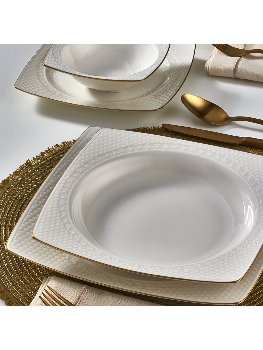 Karışık Bonenjoy 8 Parça 2 Kişilik Bone Yemek Takımı - Gold-1