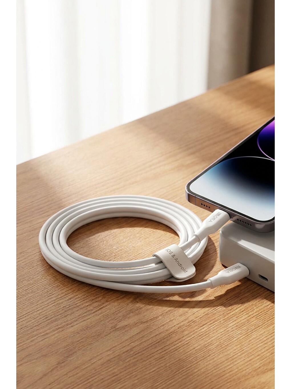 1HORA CAB258 Type-C Lightning Kablo 3A Hızlı Şarj 1 Metre iPhone Uyumlu Beyaz-1