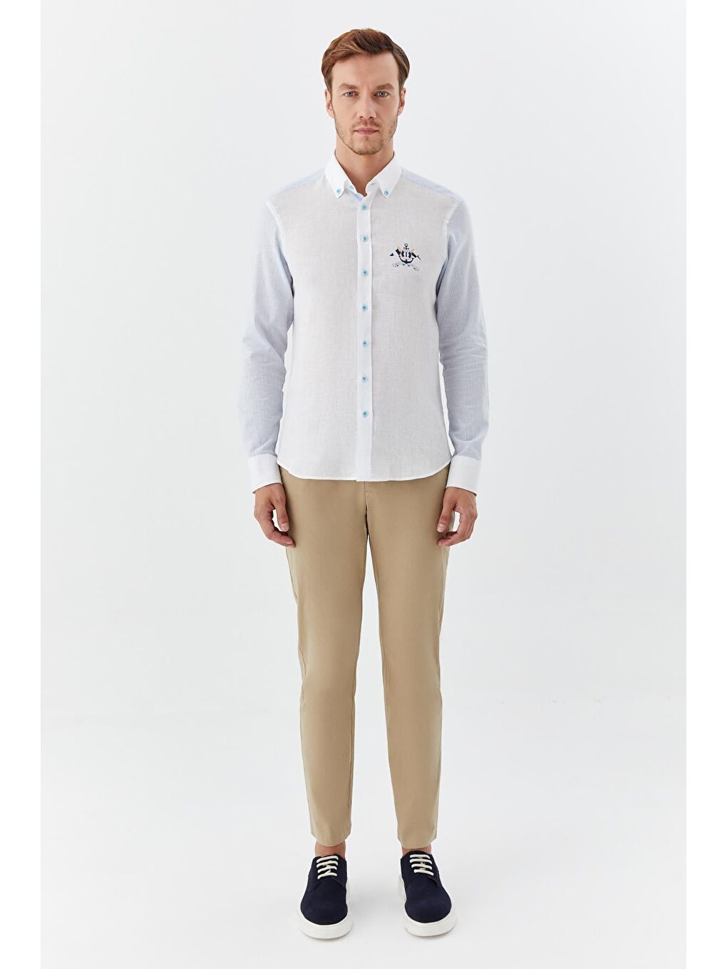 Erkek Gömlek Beyaz-Mavi-1