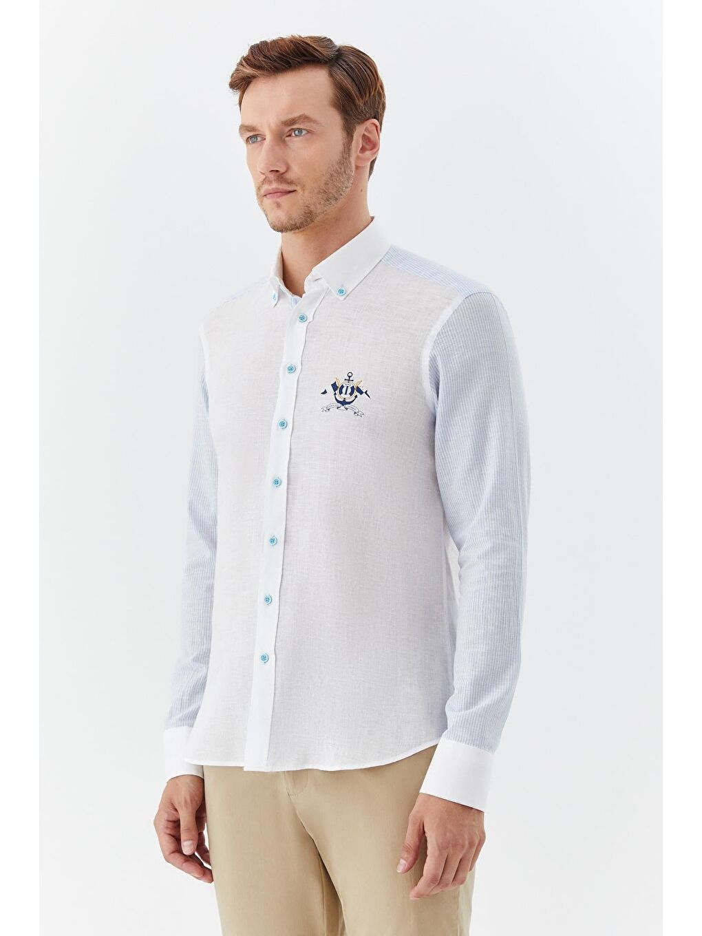 Erkek Gömlek Beyaz-Mavi-2