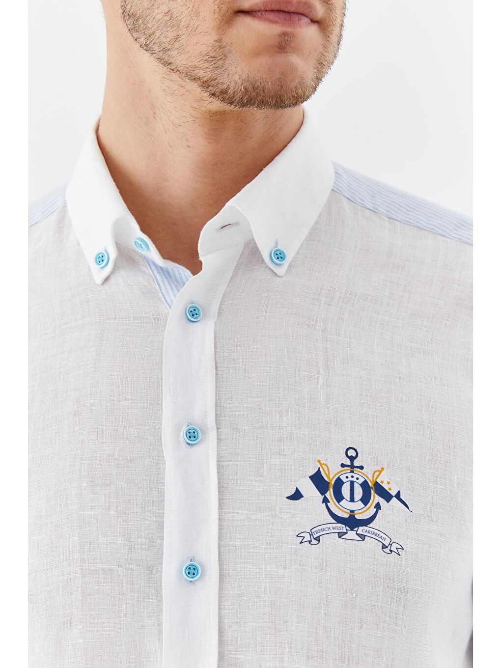 Erkek Gömlek Beyaz-Mavi-3